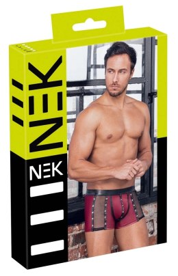 NEK Spodnie męskie L - czerwono-czarne, matowe z siateczką i nitami