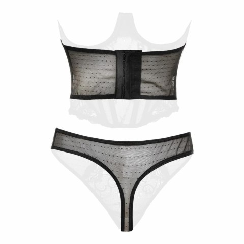 Obsessive Alaya Czarny Gorset Połowiczny z Koronką i Stringami M