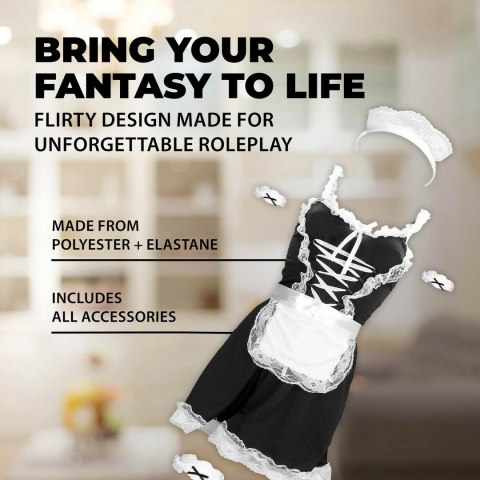 Obsessive French Maid Kostium S/M Czarny z Akcesoriami