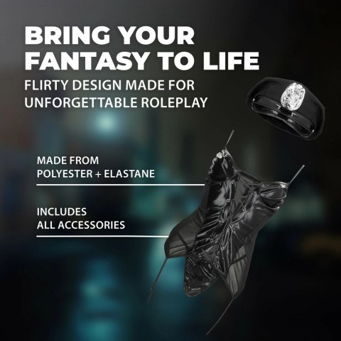 Obsessive Police Kostium S/M czarny z czapką wetlook damski