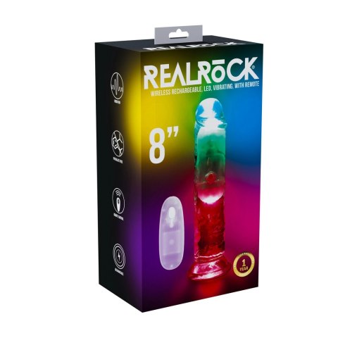 RealRock LED Wibrujący Model Prosty 20 cm Transparentny z Przyssawką