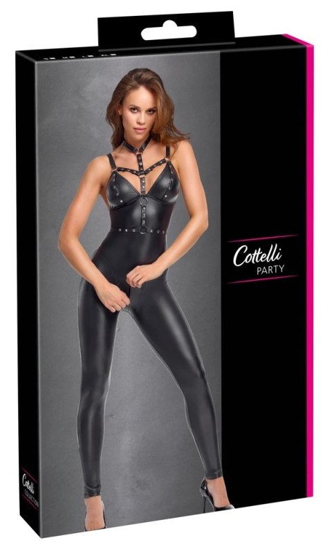 Cottelli PARTY Jumpsuit czarny matowy z odpinanym systemem paskow S