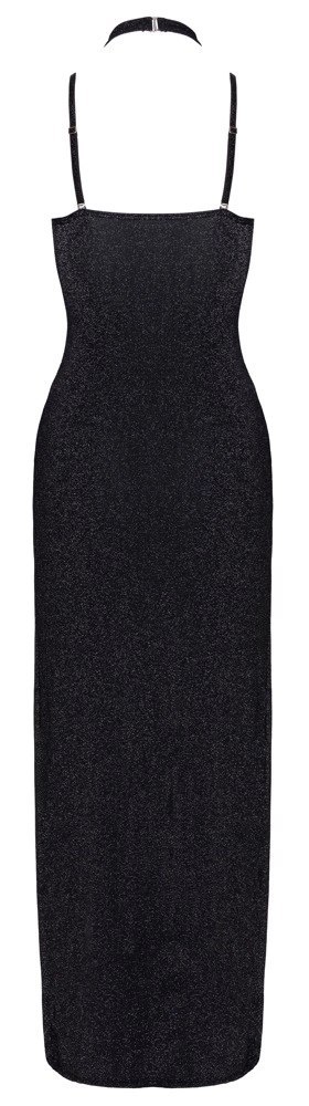 Cottelli PARTY długa sukienka XL czarna połyskująca z rozcięciami