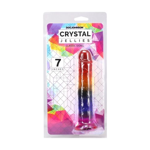 Doc Johnson Crystal Jellies 7 Rainbow - elastyczny model 17,8 cm