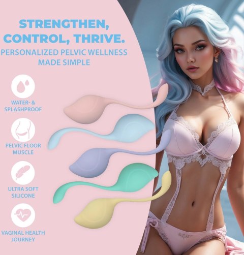 Loveline Pelvic Stem Kegel Kit zestaw kulek do ćwiczeń mięśni, 5 szt. Multicolor