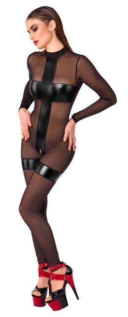 Noir Handmade Jumpsuit XL transparentny z kontrastowymi wstawkami