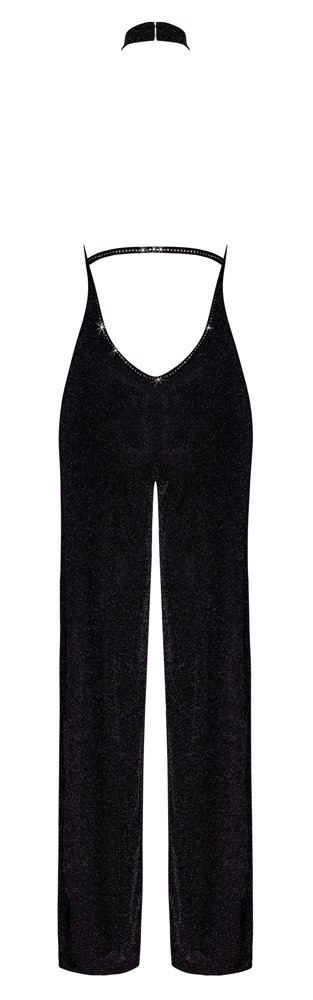 Noir Handmade Jumpsuit S Czarny Połyskujący z Odkrytymi Ramionami