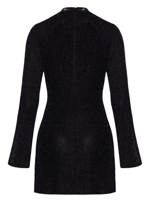 Noir Handmade Mini Dress L z transparentnym połyskiem i długimi rękawami