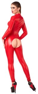 Noir Handmade Powerwetlook Kombinezon Czerwony L z Zamkiem Przod