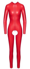 Noir Handmade Powerwetlook Kombinezon Czerwony L z Zamkiem Przod