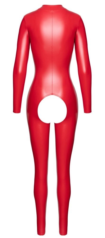 Noir Handmade Powerwetlook Kombinezon Czerwony L z Zamkiem Przod