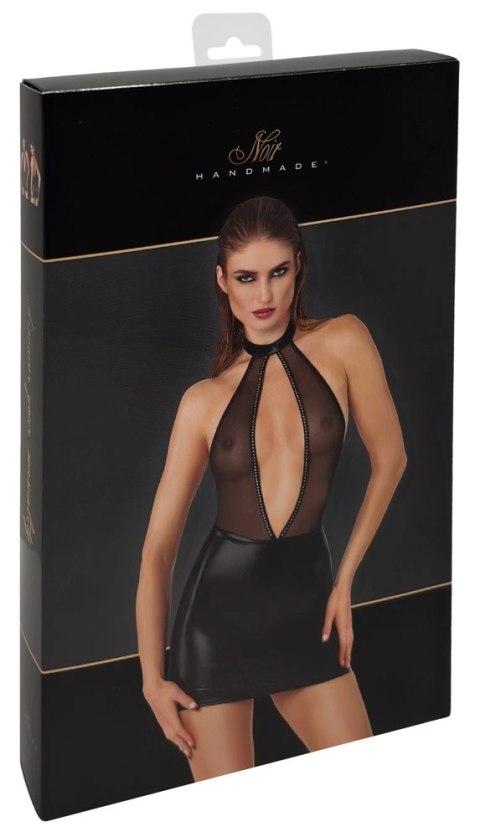 Noir Handmade Sparkle XL Sukienka mini z transparentną gorą