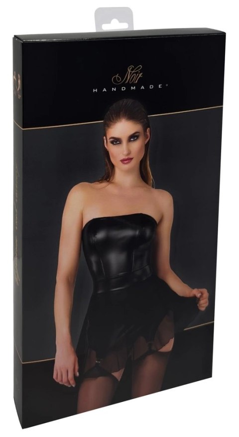 Noir Handmade Sukienka Mini z Szelkami Powerwetlook S Czarna