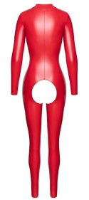 Noir Powerwetlook Jumpsuit czerwony M z długim zamkiem i stojką