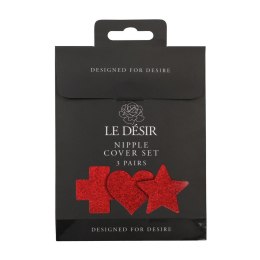 Sukrew Zestaw Ozdob na Ciało Cross Star Heart Czerwony 3 pary