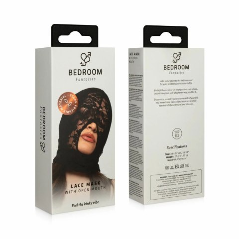 Bedroom Fantasies Mask Lace Black - Model z Otworem na Usta