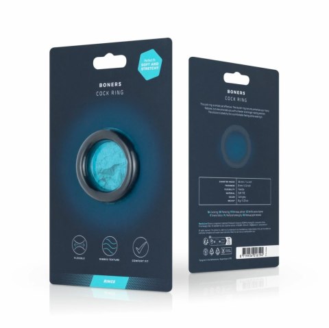 Boners Ergo - ergonomiczny pierścień intymny, elastyczny, czarny