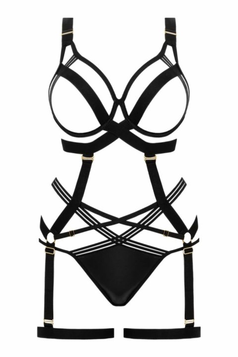 Obsessive Body Set Partition z paskami i odpinanym pasem do pończoch