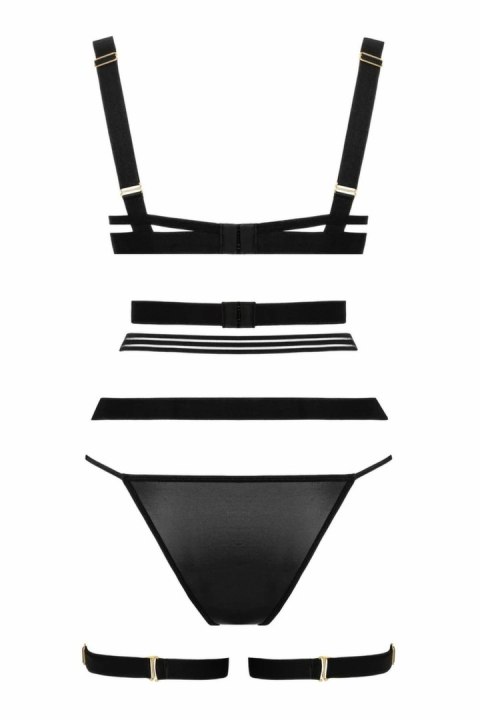 Obsessive Body Set Partition z paskami i odpinanym pasem do pończoch