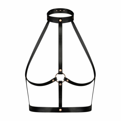 Rosy Gold Body Harness Black - Regulowany pas z ekoskory z pierścieniem