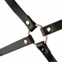 Rosy Gold Body Harness Black - Regulowany pas z ekoskory z pierścieniem