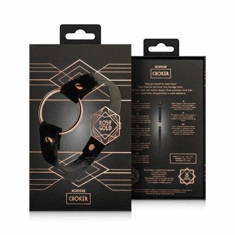Rosy Gold Choker Black - stylowy czarny naszyjnik z metalowym kołkiem