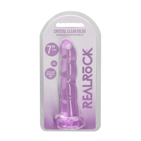 RealRock Crystal Clear 17 cm - model z przyssawką, karbowana powierzchnia