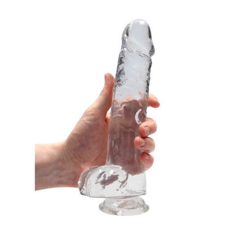 RealRock Crystal Clear - Model z anatomicznymi kulkami 25 cm z przyssawką