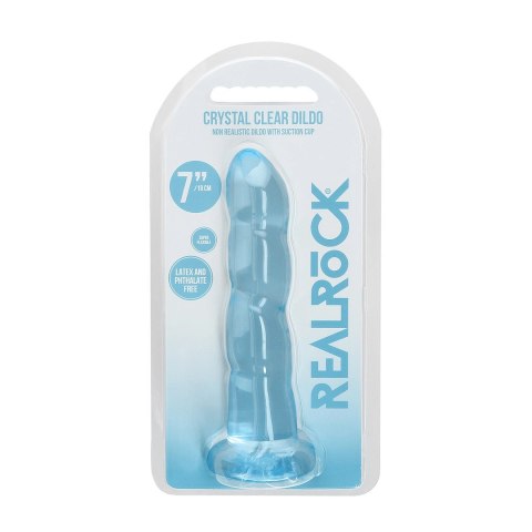 RealRock Dildo Transparentne 17 cm z Przyssawką Powierzchnia Karbowana