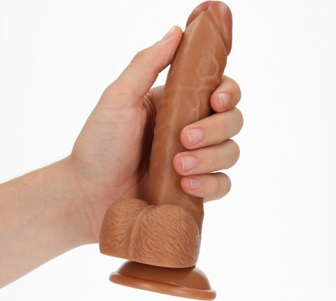 RealRock Zakrzywiony model intymny z jądrami i przyssawką 18 cm