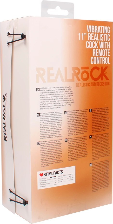 RealRock Model Wibrujący z Pilotem 28 cm Skora Realistyczna Powierzchnia