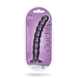 Ouch! Beaded G-Spot 20,5 cm - silikonowy model z przyssawką, fioletowy