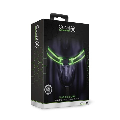 Ouch! Glow in the Dark - pas z klamrą, świecący, rozmiar S/M