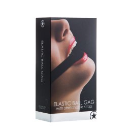 Ouch! Elastyczny knebel z kulką - komfortowy pasek, czarny