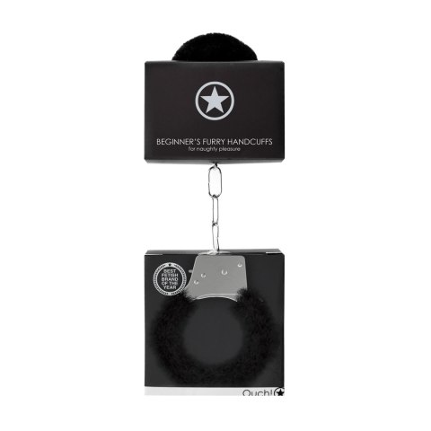 Ouch! Kajdanki Furry z miękkim futerkiem dla początkujących, czarne