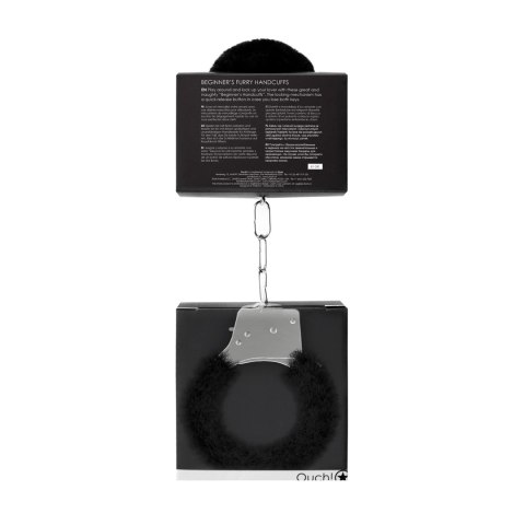 Ouch! Kajdanki Furry z miękkim futerkiem dla początkujących, czarne