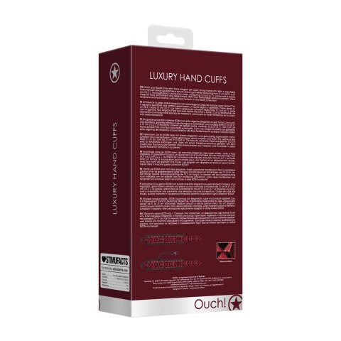 Ouch! Kajdanki na ręce z uprzężą, czarne, neopren i ekoskora