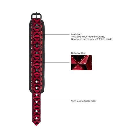 Ouch! Kajdanki na ręce z uprzężą, czarne, neopren i ekoskora