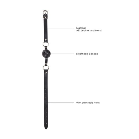 Ouch! Knebel kulkowy z regulowanym paskiem skorzanym czarny