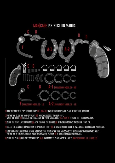 ManCage Chastity System z plugiem 9 cm, poliwęglan, regulacja rozmiaru