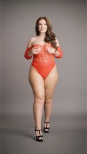 Le Desir Body Plus Size z koronką i rękawami 3/4, czarne, otwarte