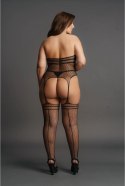 Le Desir Bodystocking Plus Size z otwartym biustem i pończochami XXL-5XL