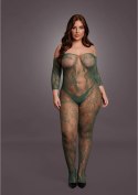 Le Desir Bodystocking Queen Size z długim rękawem koronka czarne
