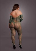 Le Desir Bodystocking Queen Size z długim rękawem koronka czarne