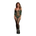 Le Desir Bodystocking długi rękaw koronkowy wzor S-XL czarny