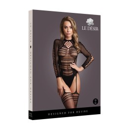 Le Desir Bodystocking z golfem, długi rękaw, elastyczny XS-XL
