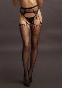 Le Desir Kabaretka Rajstopy do Pończoch z Paskami S-XL Czarny