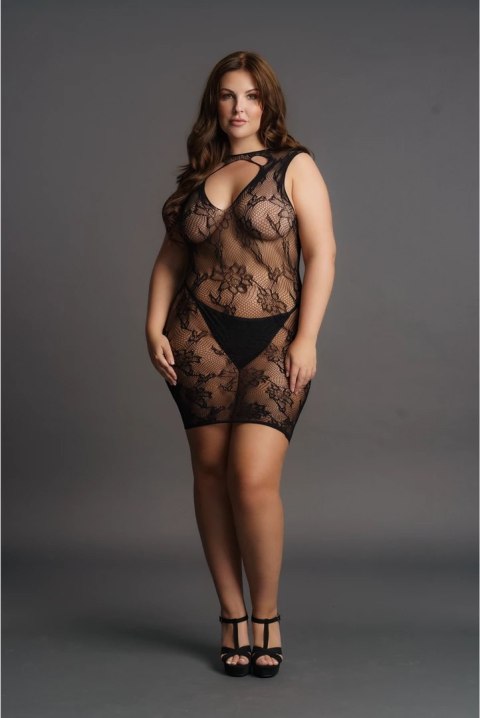 Le Desir Plus Size sukienka mini koronkowa z wysokim dekoltem XXL-5XL