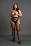 Le Desir Rajstopy Plus Size Leopard elastyczna siateczka