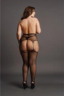 Le Desir Rajstopy Plus Size z Siateczki z Dżetami Czarny